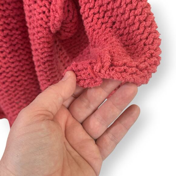 Free People Halo Dolman Oversized Chunky Knit Pullover Sweater Coral Pink Medium - Picture 10 of 13